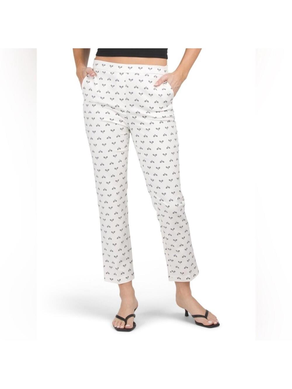 Rachel Zoe / Tennis Racket Design Skinny Leg Pants / White